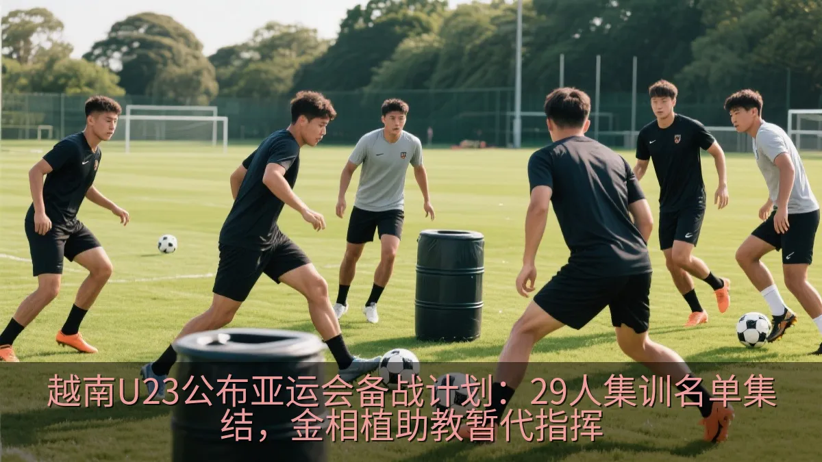 越南U23球员在训练中进行传接球配合